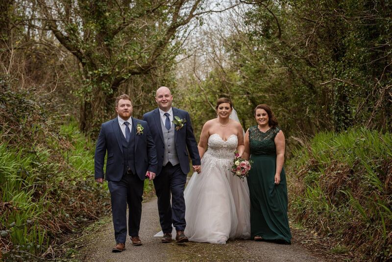 Bride and groom with bride’s sister Lisa and best man Mike O’Donovan Bride and groom with bride’s sister Lisa and best man Mike O’Donovan