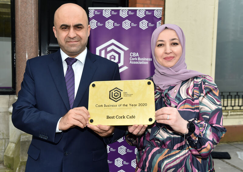 Izzedeen and Eman Alkarajeh, owners of IZZ Cafe winners of Best Cafe in the Cork Business Association awards Izzedeen and Eman Alkarajeh, owners of IZZ Cafe winners of Best Cafe in the Cork Business Association awards