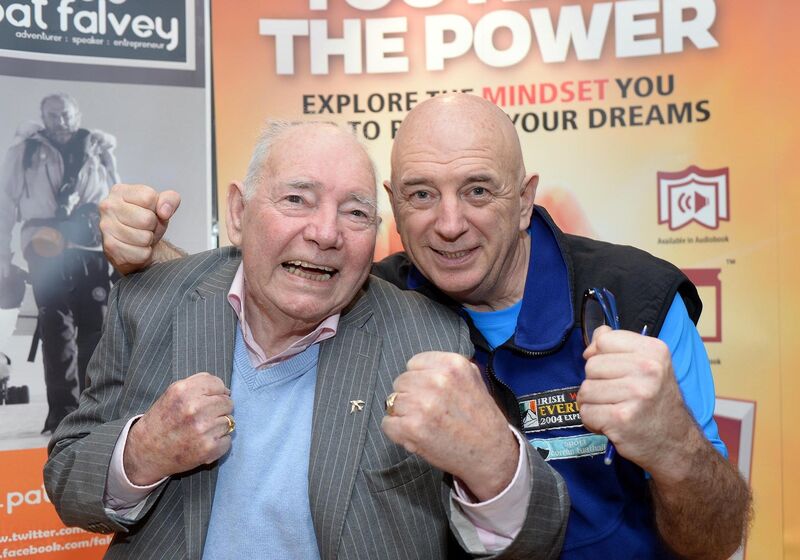Tim Falvey pictured with his adventurer son Pat Falvey after his one man show, Everest, Antarctic and Beyond Endurance at The Cork Opera House in 2017. Tim Falvey pictured with his adventurer son Pat Falvey after his one man show, Everest, Antarctic and Beyond Endurance at The Cork Opera House in 2017.