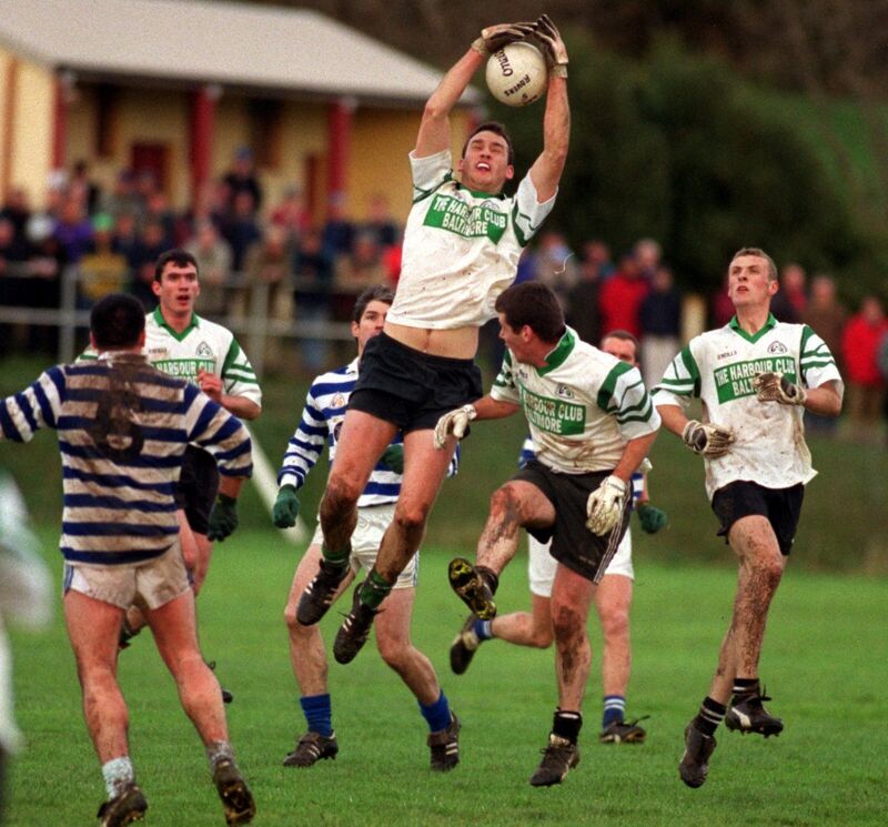 Fachtna Collins, Ilen Rovers, fields the ball against Kinsale. Picture: Maurice O'Mahony