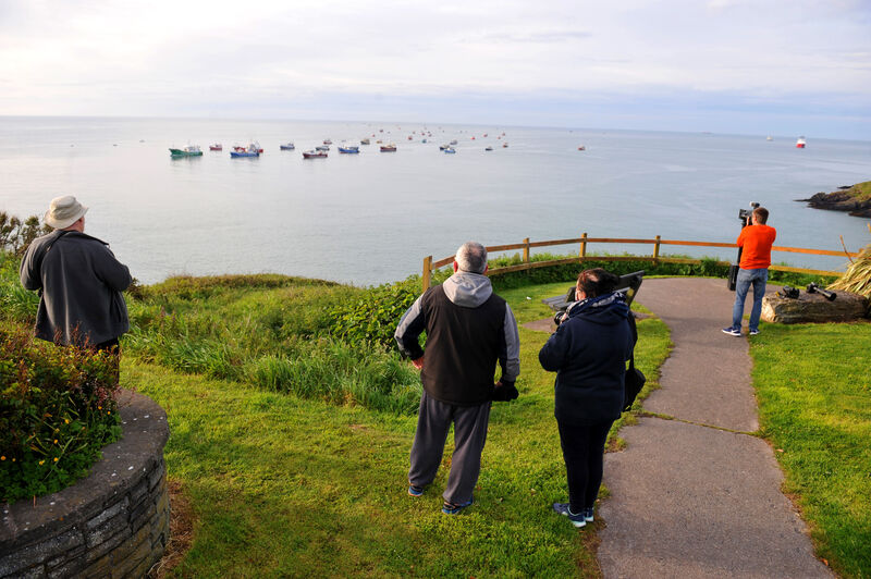  A flotilla of fishing vessels approaching Roches Point, Co Cork as fishermen unite to raise awareness and seek the support of the public. The fishermen are en route to the constituency offices of Taoiseach Micheal Martin in Turner's Cross, to hand over a letter highlighting the plight of the industry.