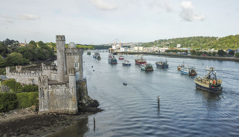  The flotilla of fishing boats passing Blackrock Castle on their way to the Port of Cork. Picture Dan Linehan