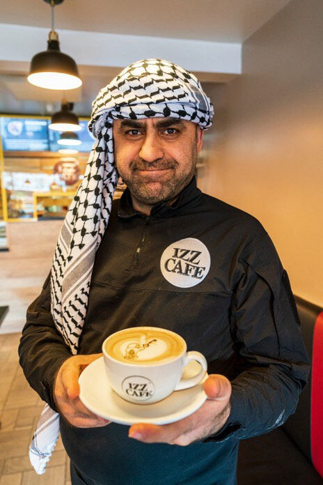 Izzeddeen Akarajeh and his wife Eman, who came to Ireland as Asylum seekers, run a very popular cafe on Georges Quay, cooking Middle Eastern and Palestinian food as well as serving coffee and sweet treats. Izzeddeen Akarajeh and his wife Eman, who came to Ireland as Asylum seekers, run a very popular cafe on Georges Quay, cooking Middle Eastern and Palestinian food as well as serving coffee and sweet treats.