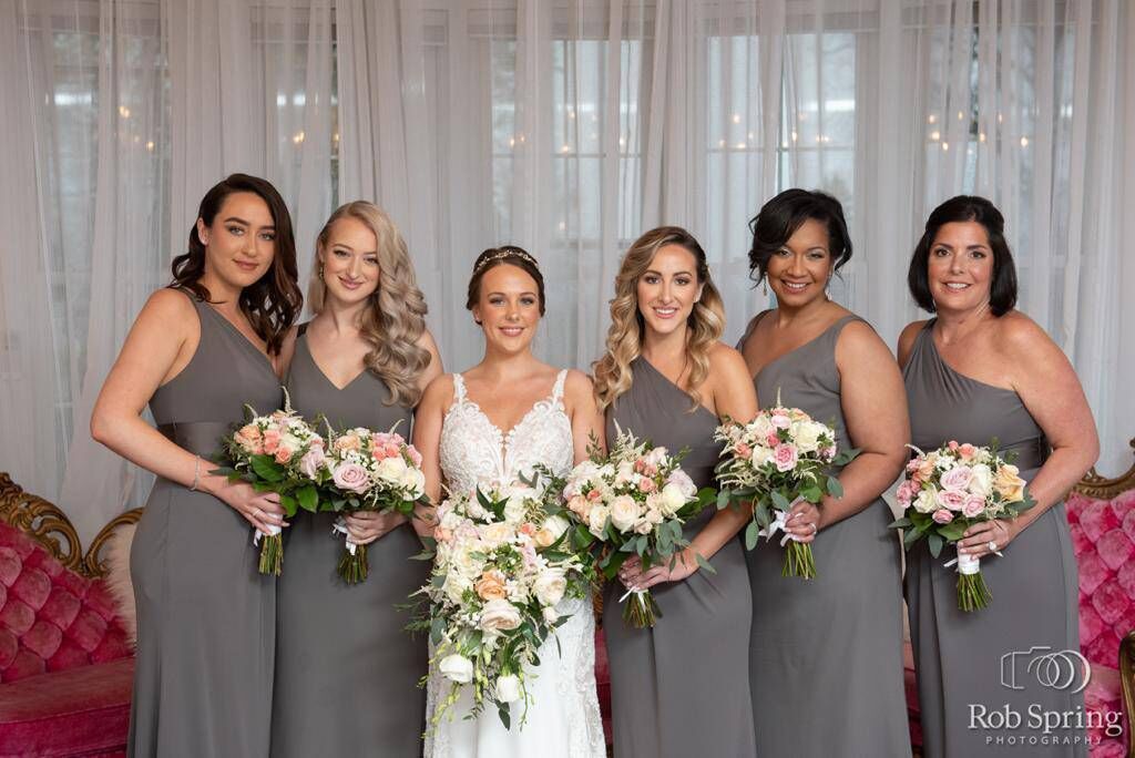 Eva Mulcahy with her bridal party, including Maid of Honour Olivia Matte.