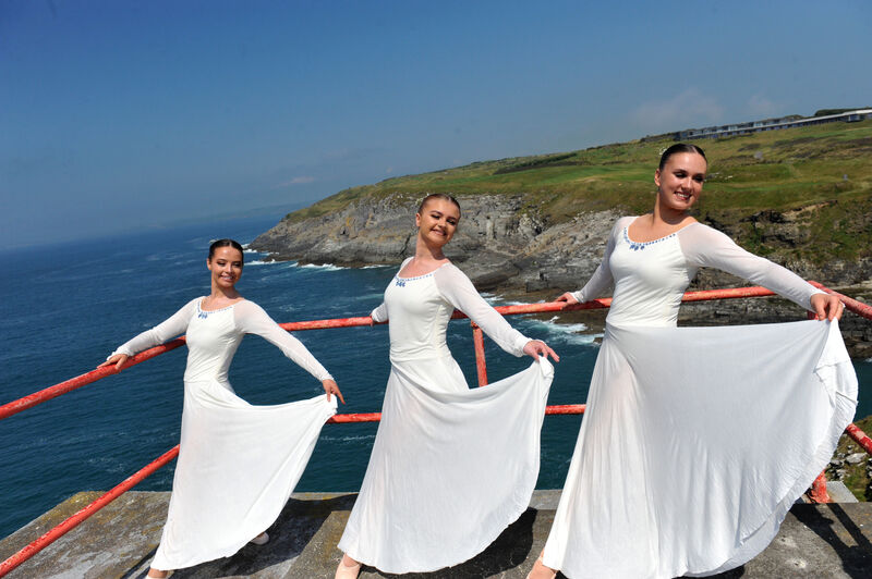 Fifty six dance students of Joan Denise Moriarty School of Dance are recording a dance video ahead of Cruinniú na nÓg next month. Some of the senior girls danced at the lighthouse on the Old Head of Kinsale, Co Cork on the Wild Atlantic Way on Sunday. Pictured are Maedhbh Hayes, Chelsea O'Callaghan and Ella Sladewski dancing beneath the lighthouse, with the backdrop of the cliffs and the Atlantic Ocean. Picture: Larry Cummins. Fifty six dance students of Joan Denise Moriarty School of Dance are recording a dance video ahead of Cruinniú na nÓg next month. Some of the senior girls danced at the lighthouse on the Old Head of Kinsale, Co Cork on the Wild Atlantic Way on Sunday. Pictured are Maedhbh Hayes, Chelsea O'Callaghan and Ella Sladewski dancing beneath the lighthouse, with the backdrop of the cliffs and the Atlantic Ocean. Picture: Larry Cummins.
