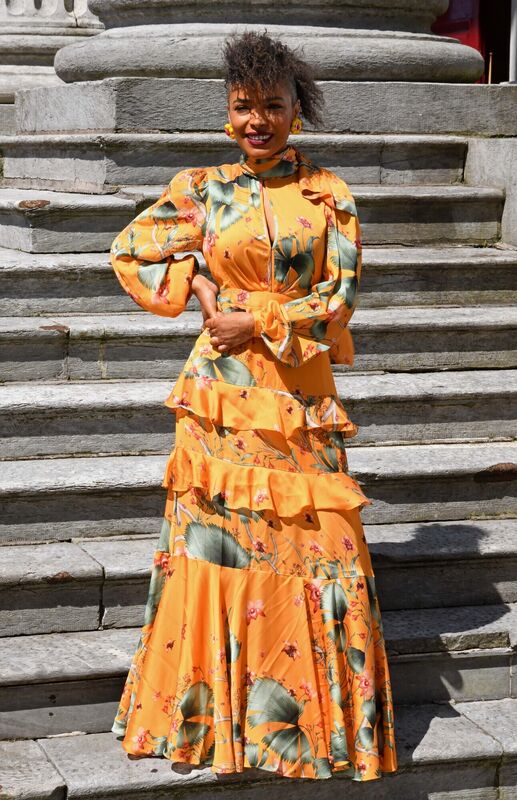 Andrea Williams a stunning maxi dress.