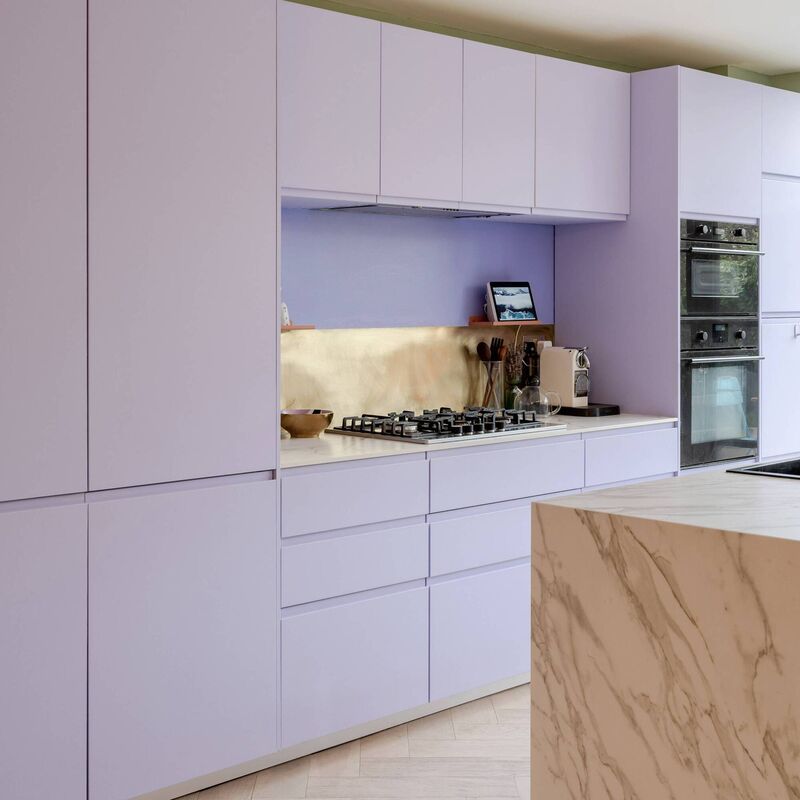 Emma Merry's lavendar kitchen. Picture: PA Photo/Neil Perry. 