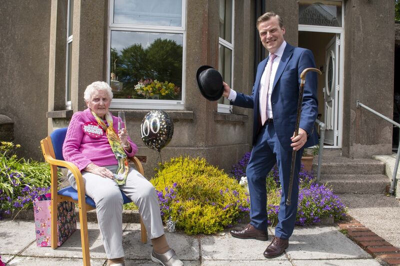 General Manager at The Metropole Hotel, Roger Russell delivered afternoon tea to Sheila to celebrate Sheila's special birthday. Picture: Brian Lougheed
