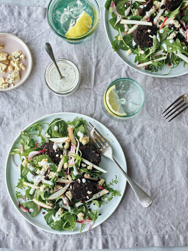 Black Pudding Blue Cheese, Walnut and Apple Salad by Trisha Lewis