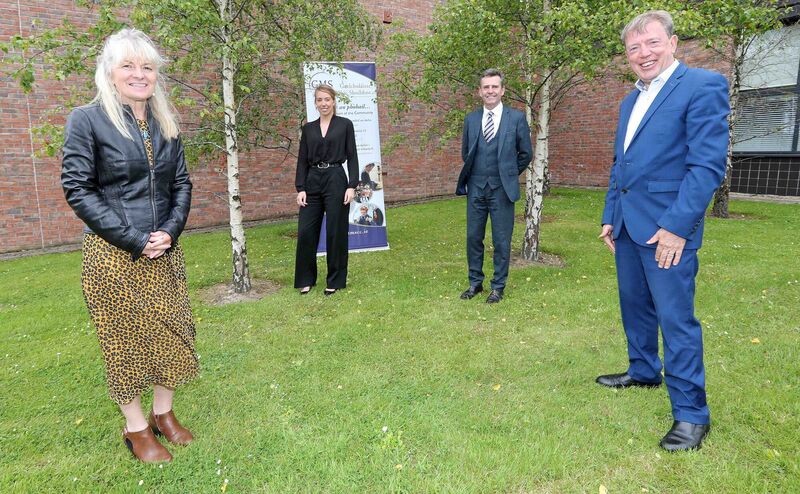Phil O'Flynn, Principal, Hilary Nì Chonchubhair, Head of Irish Department, Neil Creedon, Deputy Principal and Cllr Tony Fitzgerald, at Terence MacSwiney Community College, Knocknaheeny, Cork.