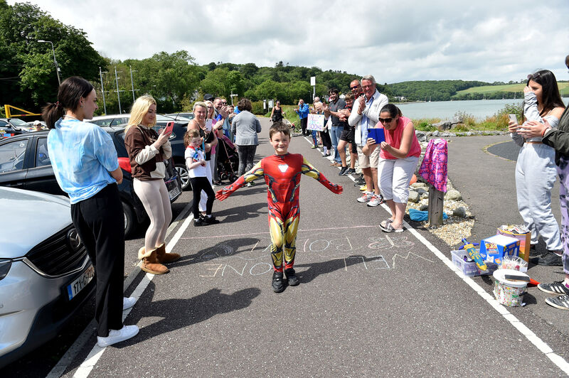 Bodhi crossing the finish line. Picture Dan Linehan