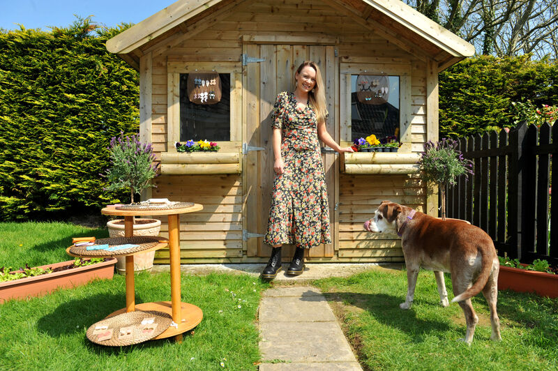 Lorna Rumley outside her back-garden jewellery workshop, which her dad built for her. Lorna Rumley outside her back-garden jewellery workshop, which her dad built for her.