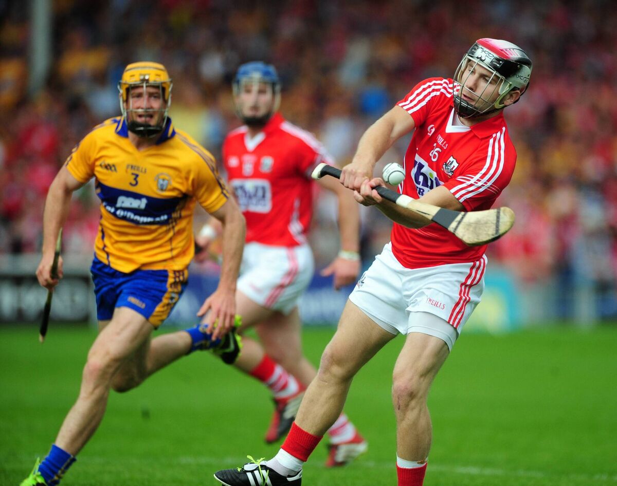 Paudie O'Sullivan scores a point with his first touch on his comeback from injury against Clare in 2014. Picture: Eddie O'Hare