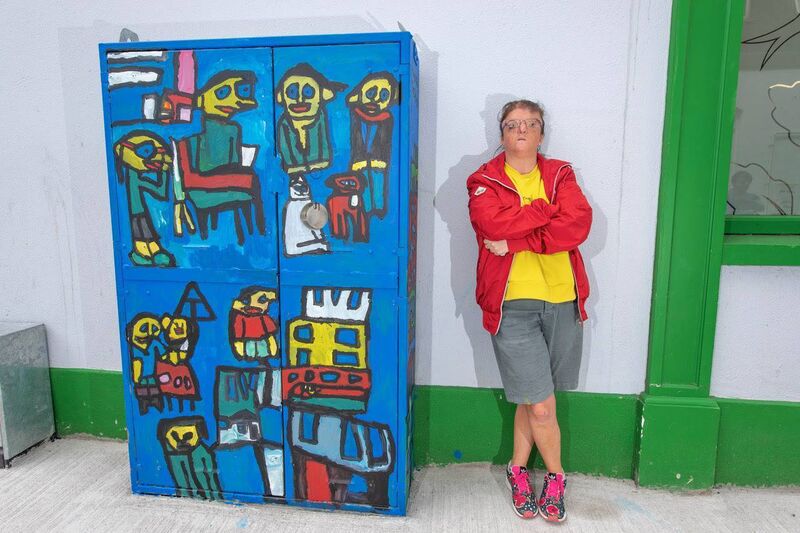 Yvonne Condon, with the meter box on Princes Street that she painted. Yvonne Condon, with the meter box on Princes Street that she painted.