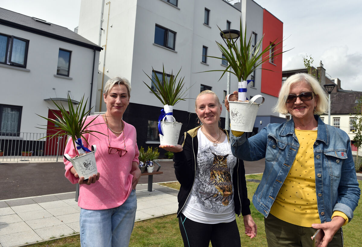 Residents Bronislava Kilpyte, Rasita Borodeiko and Jelena Rodina of Rutland Square White Street, who received a presentation of gifts of plants from The Douglas Street Business Association. Residents Bronislava Kilpyte, Rasita Borodeiko and Jelena Rodina of Rutland Square White Street, who received a presentation of gifts of plants from The Douglas Street Business Association.