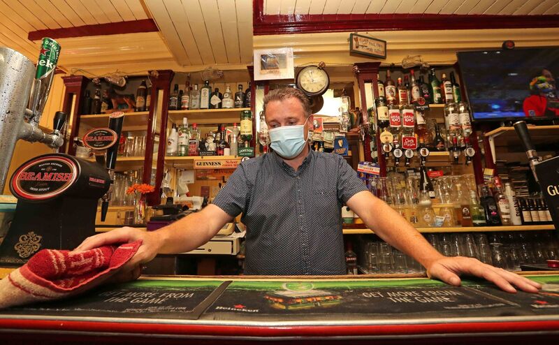 Michael O'Donovan, of The Castle Inn, South Main Street &amp; Chairperson Cork City &amp; Cork County Branch Vintners Federation of Ireland, preparing to reopen on Monday, 26th July, at The Castle Inn, South Main Street, Cork. Picture: Jim Coughlan.