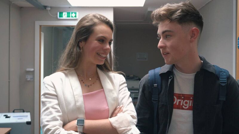 A still from 'Hoodwinkers', an upcoming short film written and directed by Michael Keane. Pictured is Niamh Cremin and Michael Keane.