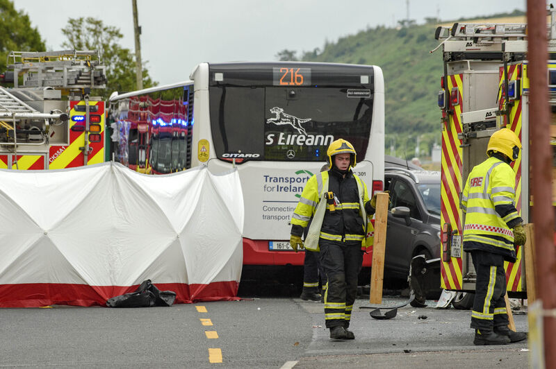 The scene of a fatal road traffic accident where a bus collided with a number of cars in Monkstown, Cork Harbour. The scene of a fatal road traffic accident where a bus collided with a number of cars in Monkstown, Cork Harbour.