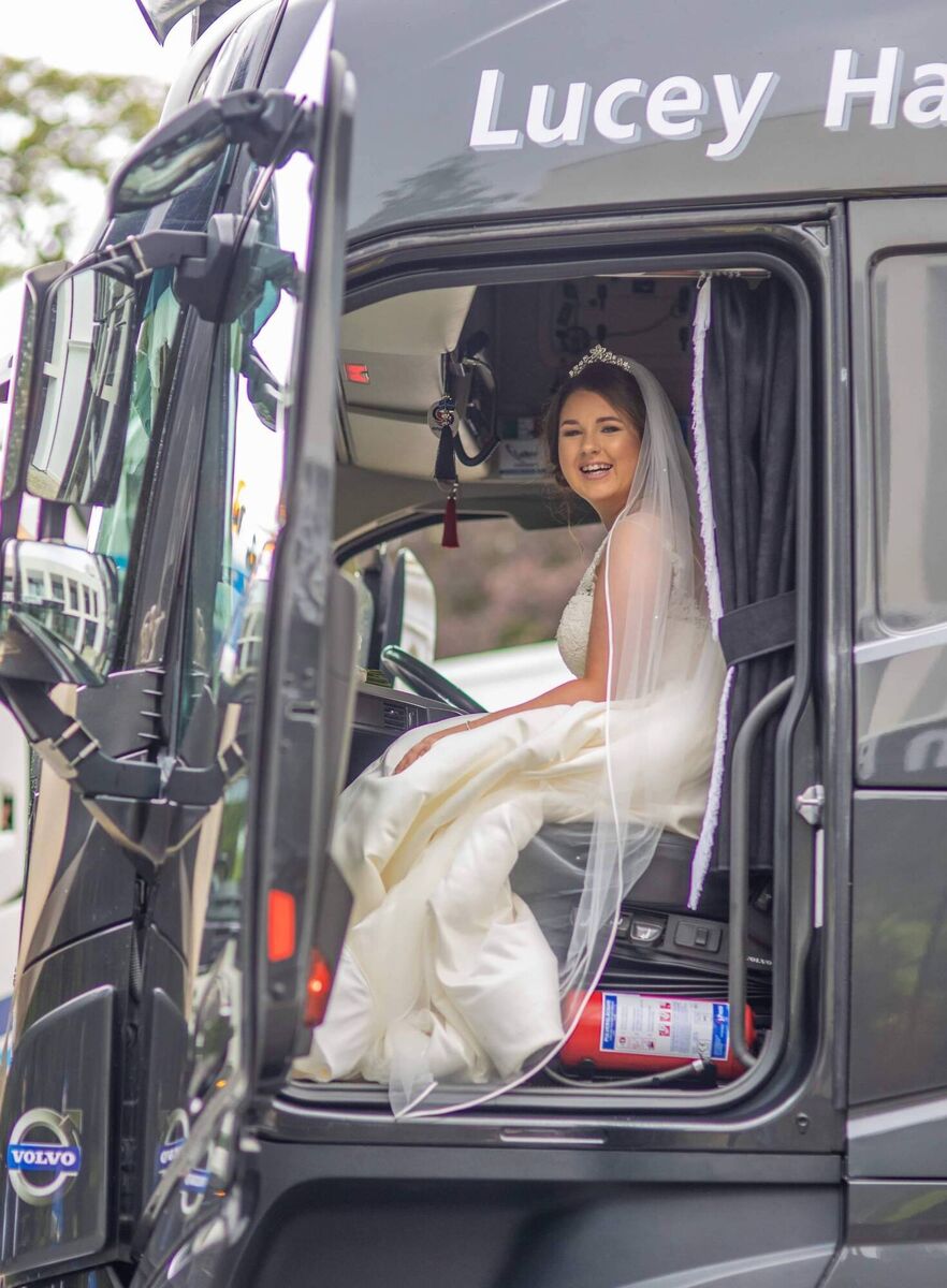 The bride on the way to her wedding. The bride on the way to her wedding.