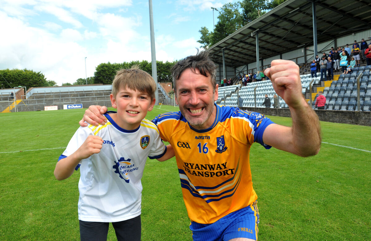 Moss O'Connell, Lisgoold, with his son Cian after. Picture: Larry Cummins Moss O'Connell, Lisgoold, with his son Cian after. Picture: Larry Cummins