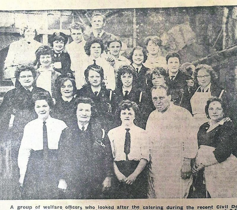 Chef Bloss, who was in charge of the catering at Camden Crosshaven for the Civil Defence training camps, pictured in the early 1960s with a group of welfare officers who looked after the catering.