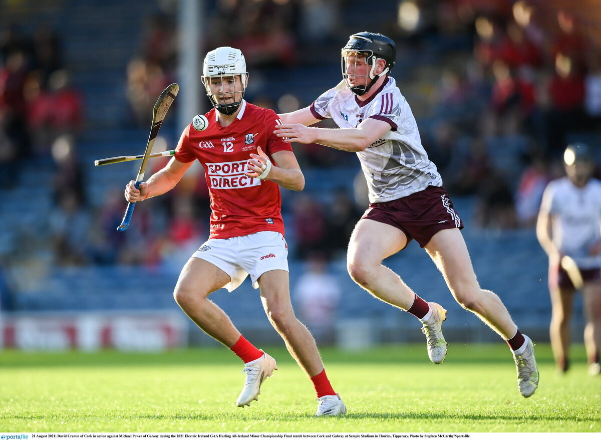 Cork goalscorer David Cremin in action against Micheál Power of Galway in the Electric Ireland All-Ireland MHC final in Thurles. Photo: Stephen McCarthy/Sportsfile Cork goalscorer David Cremin in action against Micheál Power of Galway in the Electric Ireland All-Ireland MHC final in Thurles. Photo: Stephen McCarthy/Sportsfile