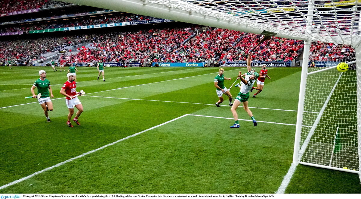 Shane Kingston scores Cork's goal at Croke Park. Photo: Brendan Moran/Sportsfile Shane Kingston scores Cork's goal at Croke Park. Photo: Brendan Moran/Sportsfile