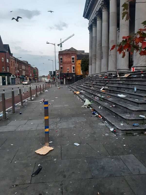 Littering after the All Ireland Hurling Final between Cork and Limerick on Sunday 22 August. Washington Street. Pic: Cork City Council.