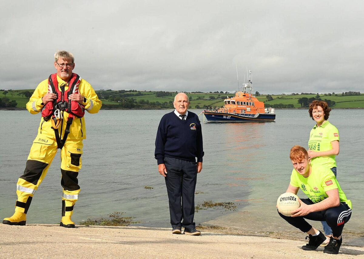The Great Wild Atlantic Marathon Walk, a fundraiser for the Courtmacsherry Lifeboat, has been extended until the middle of September. Pictured on the slipway in Courtmacsherry, West Cork are (left to right): Sean O’Farrell (Coxswain, Courtmacsherry Lifeboat), Jerry Turner, (Courtmacsherry RNLI Fundraising Committee), Ryan O’Donovan, (Cork Under-20 Football panelist) and Gillian Coughlan, Mayor of the County of Cork. Picture: Martin Walsh. The Great Wild Atlantic Marathon Walk, a fundraiser for the Courtmacsherry Lifeboat, has been extended until the middle of September. Pictured on the slipway in Courtmacsherry, West Cork are (left to right): Sean O’Farrell (Coxswain, Courtmacsherry Lifeboat), Jerry Turner, (Courtmacsherry RNLI Fundraising Committee), Ryan O’Donovan, (Cork Under-20 Football panelist) and Gillian Coughlan, Mayor of the County of Cork. Picture: Martin Walsh.