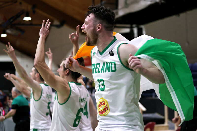 Ireland's Jordan Blount celebrates at the final whistle in Tallaght. Picture: INPHO/Laszlo Geczo