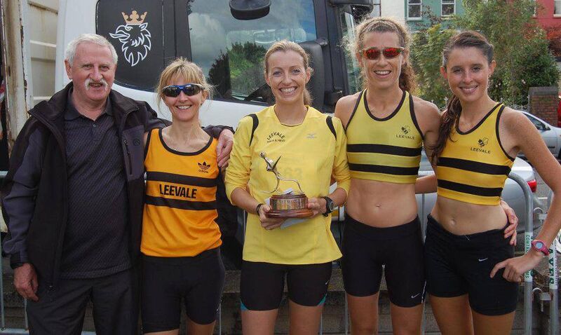 Second of the right, is Rosaleen McKeown, with coach Donie Walsh and Leevale team-mates Ann Moore, Rosaleen's sister Lizzie Lee who won the race that year, Rosaleen and Sinead O'Connor.
