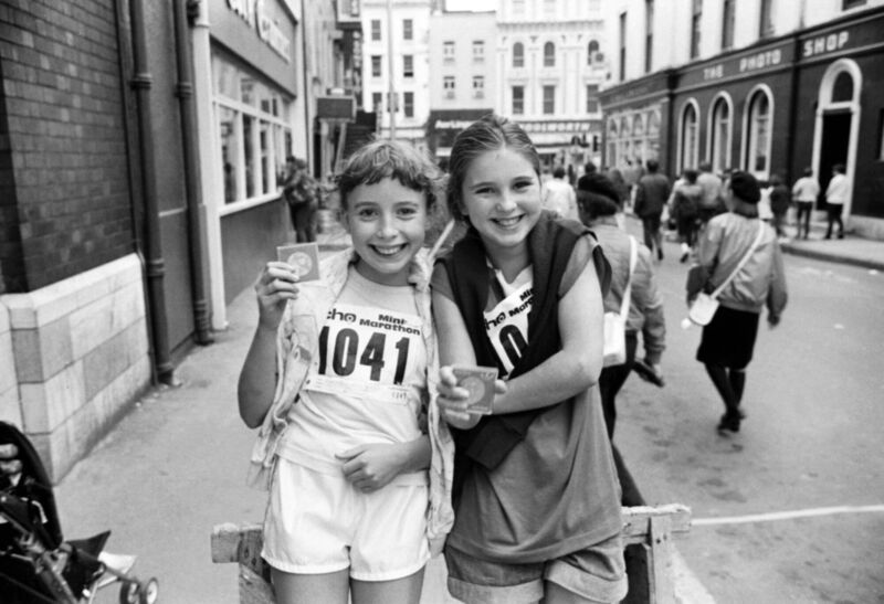 Deirdre Gould, Boyne Crescent, and Dearbhla Murphy, Old Youghal Road, (both 11 yrs old) proudly showing their medallions after the 1983 Echo Ladies Mini Marathon. They only decided to enter that morning. 