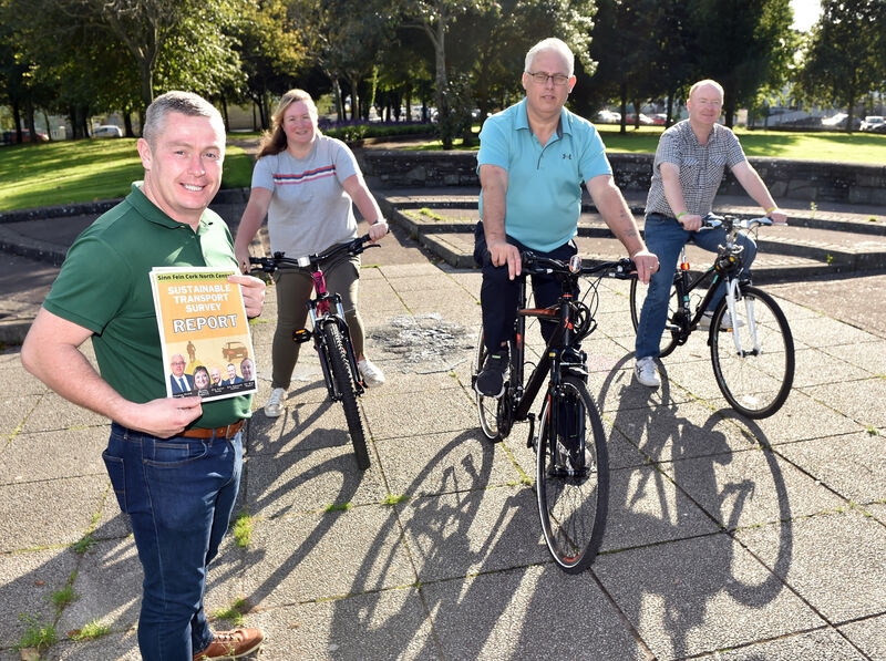 Sinn Féin's Cork North Central representatives Cllr Kenneth Collins, Mandy O'Leary-Hegarty; Thomas Gould ,TD and Cllr Mick Nugent launching the results of their cycling survey.Picture: Eddie O'Hare Sinn Féin's Cork North Central representatives Cllr Kenneth Collins, Mandy O'Leary-Hegarty; Thomas Gould ,TD and Cllr Mick Nugent launching the results of their cycling survey.Picture: Eddie O'Hare