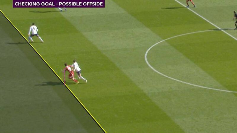 The Liverpool 'goal' from Roberto Firmino is chalked off by VAR which deemed that Diogo Jota was in an offside position in the build-up. 