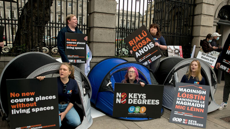 'We need something to change': Students host sleep-out at Dáil to demand action on accommodation 