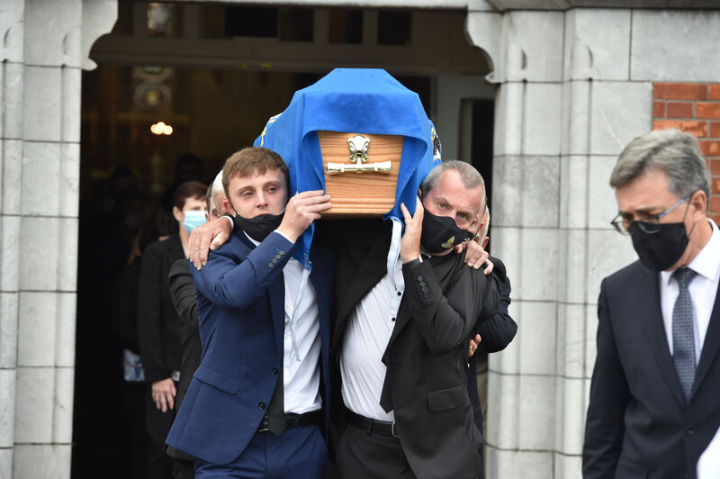 The remains of Billa O’Connell are removed by family from The Lough Church. The remains of Billa O’Connell are removed by family from The Lough Church.