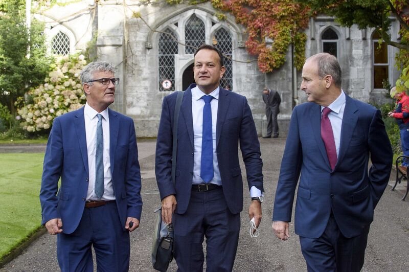 President of University College Cork (UCC) Professor John O'Halloran, Tánaiste and Minister for Enterprise, Trade and Employment, Leo Varadkar TD and An Taoiseach Micheál Martin TD pictured as the Cabinet met at University College Cork.
