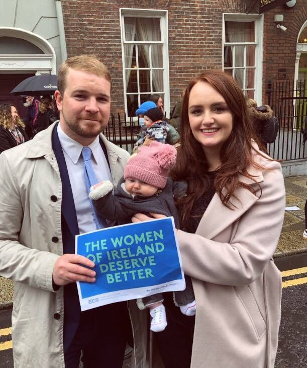 Sinn Féin TD for Cork South Central, Donnchadh Ó Laoghaire and his wife in attendance at the March for Maternity. Photo: Donnchadh Ó Laoghaire/Twitter.