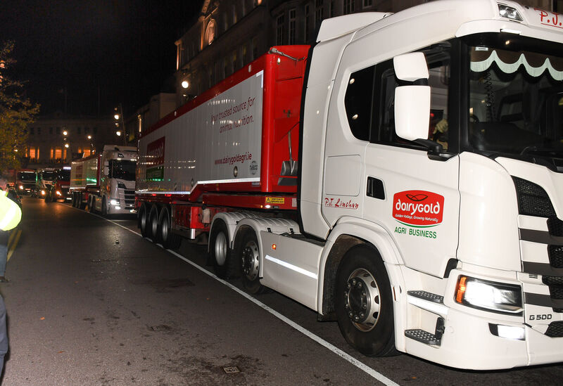 A convoy of trucks taking part in the IFA protest in Cork city. Picture: David Keane.