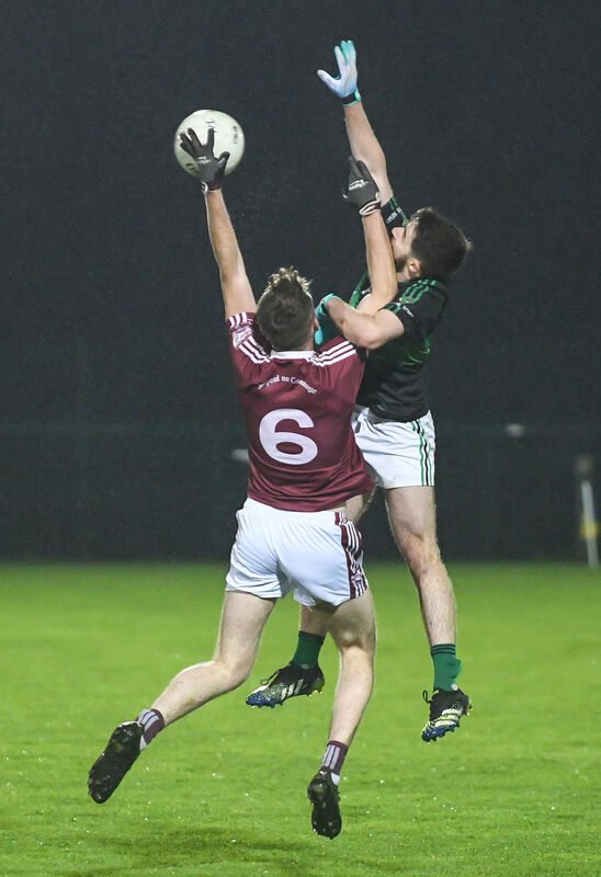  Nemo Rangers' Colm Kiely competes with Rockchapel's Maurice O'Keeffe. Picture: David Keane.