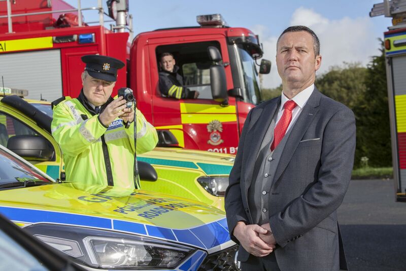 Pictured at An Garda Síochána checkpoint on the N71 outside Cork city for the launch of the RSA October Bank Holiday campaign and National Slow Down day is Sam Waide, CEO, Road Safety Authority; and Garda Chief Superintendent Tom Murphy, An Garda Siochána. Pic Diane Cusack