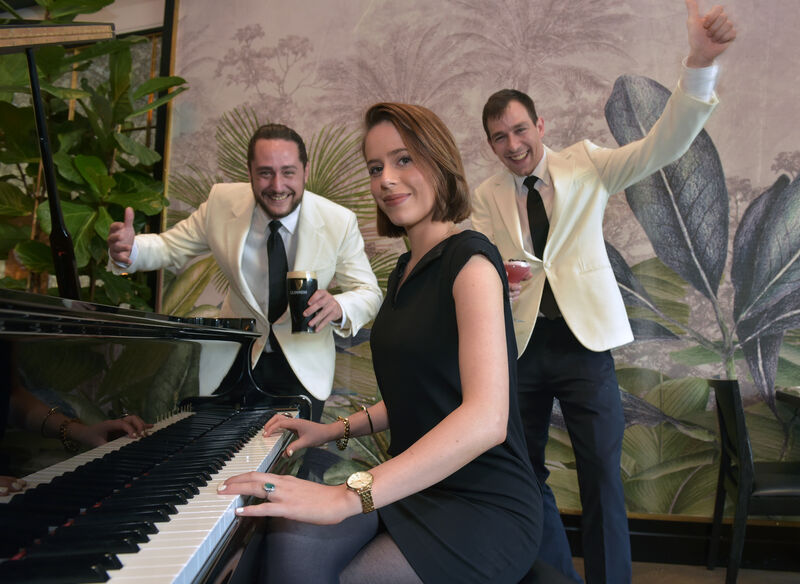 Alice Cosqueric on piano with Eliecer Houeon and Ivan Herceq getting ready for the Guinness Jazz Festival in the Mirror room at the River Lee Hotel, Cork. Picture Dan Linehan
