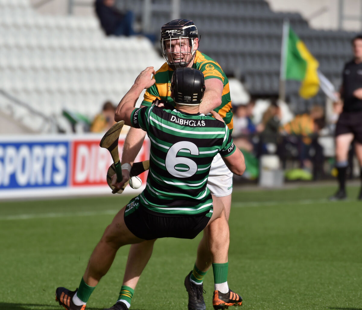 Blackrock's Shane O'Keeffe runs into Douglas' Mark Harrington just before the first goal. Picture: Eddie O'Hare