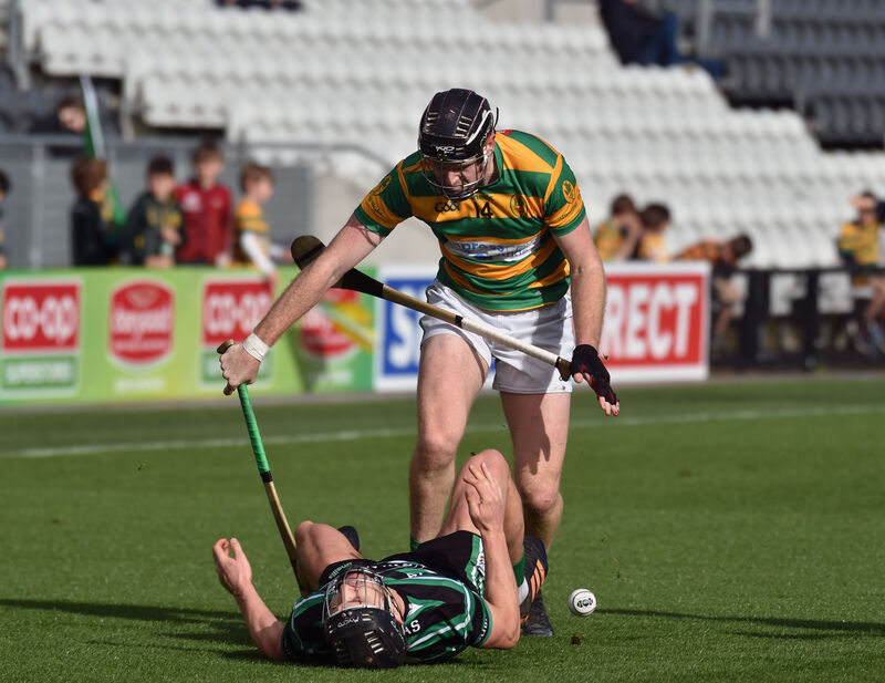 Blackrock's Shane O'Keeffe runs into Douglas' Mark Harrington just before the first goal on Sunday. Picture: Eddie O'Hare
