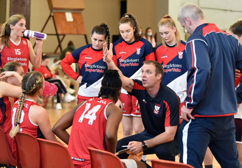 Brunell coach Tim O'Halloran gives instruction to his side during their win over DCU Mercy in the Womens Super league at The Parochial Hall. Picture: Eddie O'Hare Brunell coach Tim O'Halloran gives instruction to his side during their win over DCU Mercy in the Womens Super league at The Parochial Hall. Picture: Eddie O'Hare