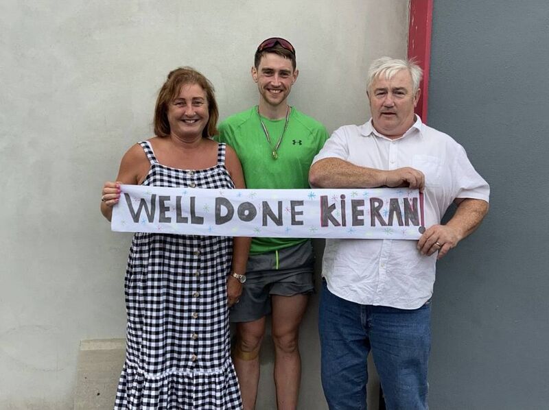 Kieran O'Byrne with parents Caroline and John.