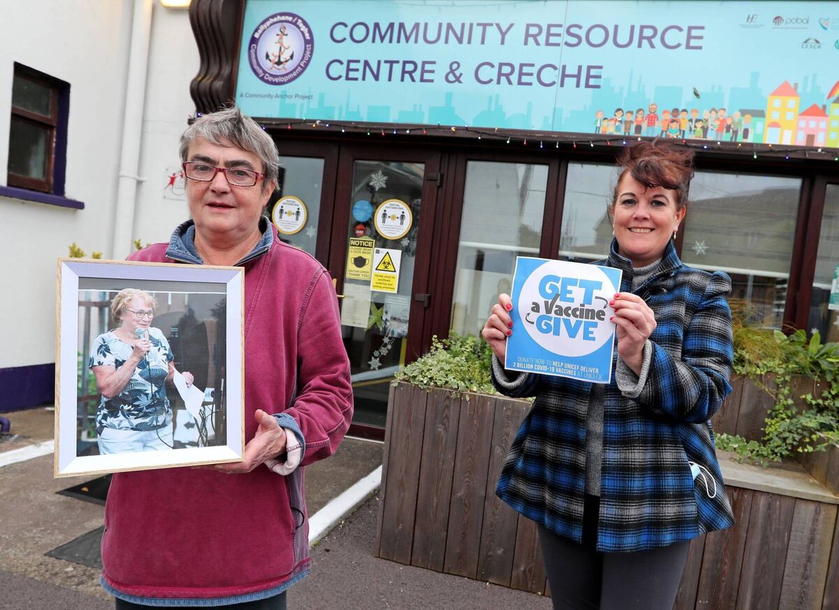 Pictured with a picture of the late Anne Kelly are, Siobhan O'Dowd and Grainne O'Connell Walsh, both with BTCDP, during their UNICEF Get a Vaccine - Give a Vaccine campaign to celebrate Anne's memory, at the BTCDP, Ballyphehane, Cork. Picture: Jim Coughlan. Pictured with a picture of the late Anne Kelly are, Siobhan O'Dowd and Grainne O'Connell Walsh, both with BTCDP, during their UNICEF Get a Vaccine - Give a Vaccine campaign to celebrate Anne's memory, at the BTCDP, Ballyphehane, Cork. Picture: Jim Coughlan.