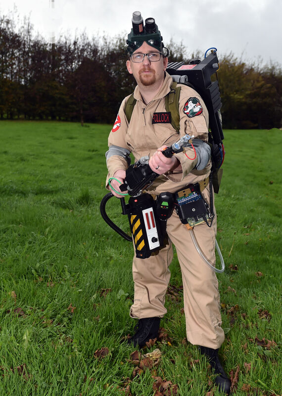 Ghostbuster Damien Pollock who collects ghostbuster memorabilia, at home in Newcestown. Picture: Eddie O'Hare