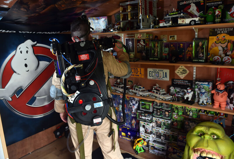 Ghostbuster Damien Pollock who collects ghostbuster memorabilia, at home in Newcestown. Picture: Eddie O'Hare
