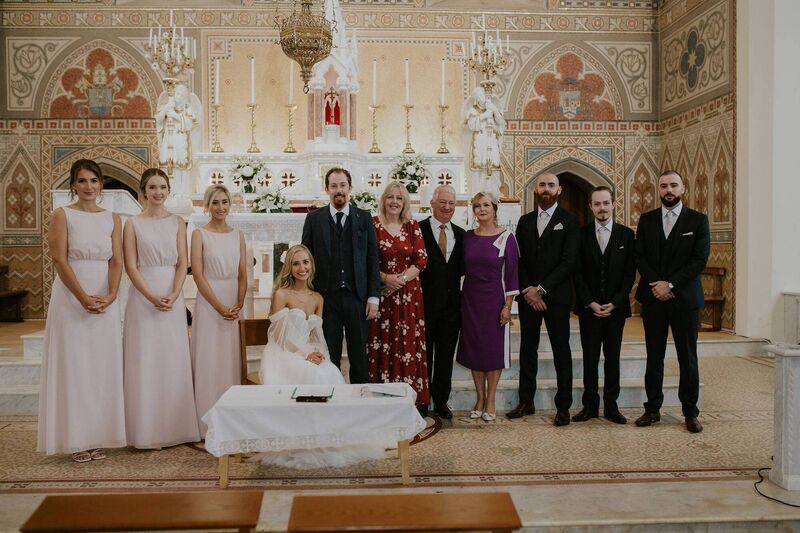 The wedding party at the Star of the Sea Church in Barryroe. The wedding party at the Star of the Sea Church in Barryroe.